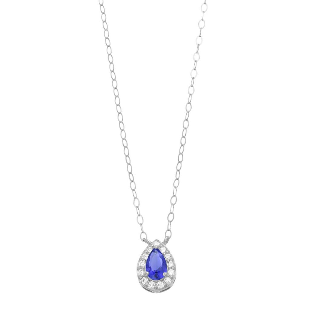 銀色 シルバー ネックレス & 【 ALEURE PRECIOSO STERLING SILVER LAB-CREATED GEMSTONE CUBIC ZIRCONIA TEARDROP HALO NECKLACE / 】 ジュエリー アクセサリー レディースジュエリー ペンダント