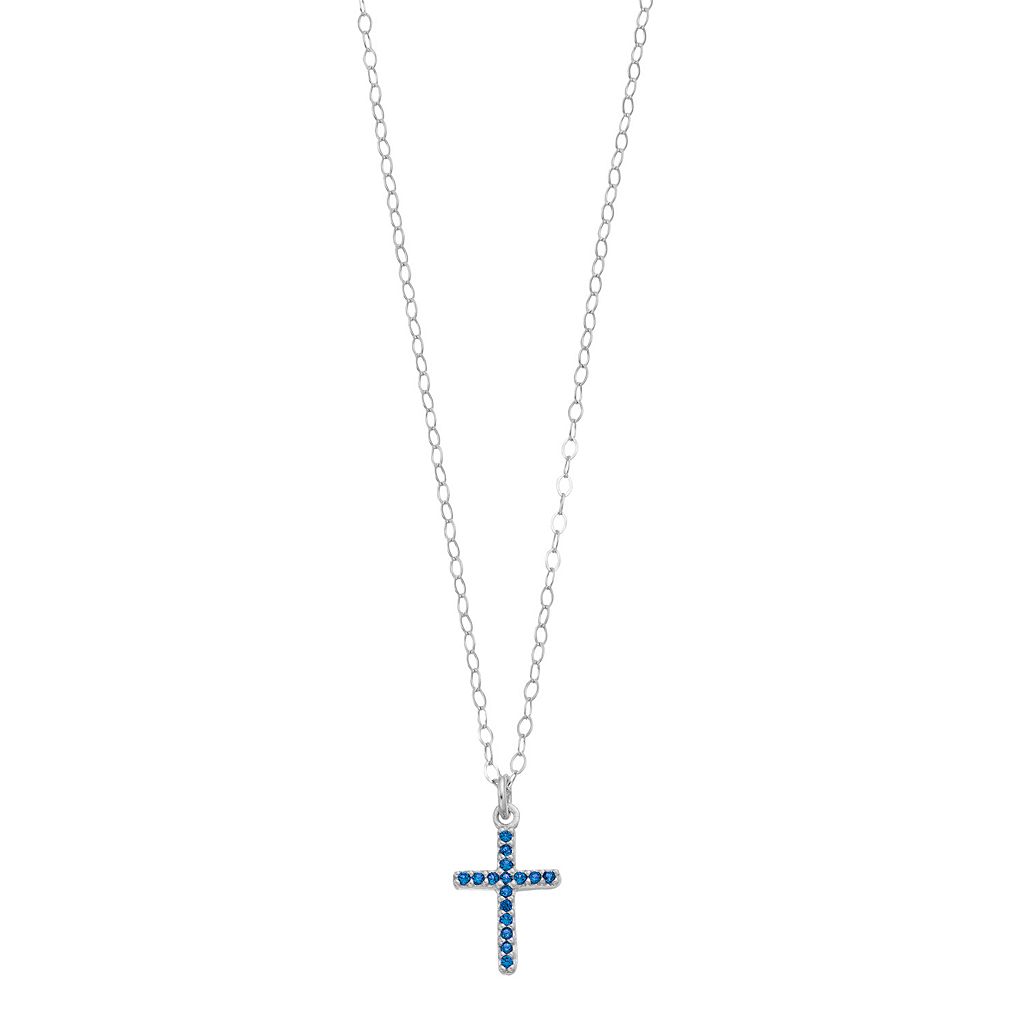 銀色 シルバー ネックレス 【 ALEURE PRECIOSO STERLING SILVER LAB-CREATED GEMSTONE CROSS PENDANT NECKLACE / 】 ジュエリー アクセサリー レディースジュエリー ペンダント