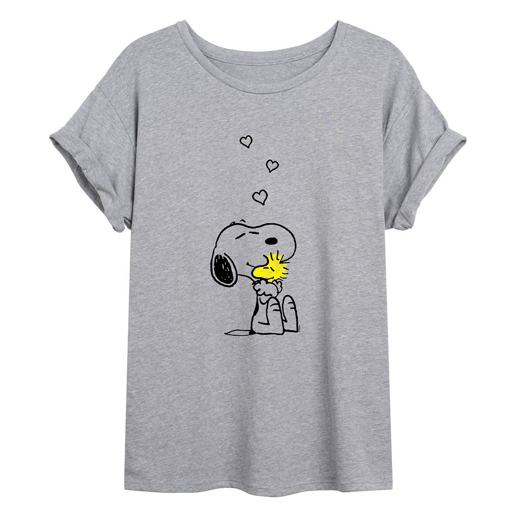 【★百貨店SALE★6/11夜夜中2時迄】文字記号 プルオーバー 薄墨色 薄墨色 【 LICENSED CHARACTER PEANUTS HUGS AND LOVE FLOWY TEE / GREY 】 キッズ もの言う花 マタニティ トップス カットソー