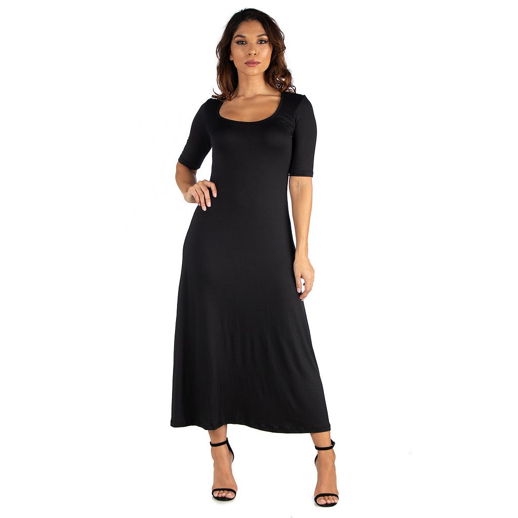 ドレス マキシドレス 【 24SEVEN COMFORT APPAREL 24SEVEN COMFORT APPAREL SCOOPNECK MAXI DRESS / 】 レディースファッション