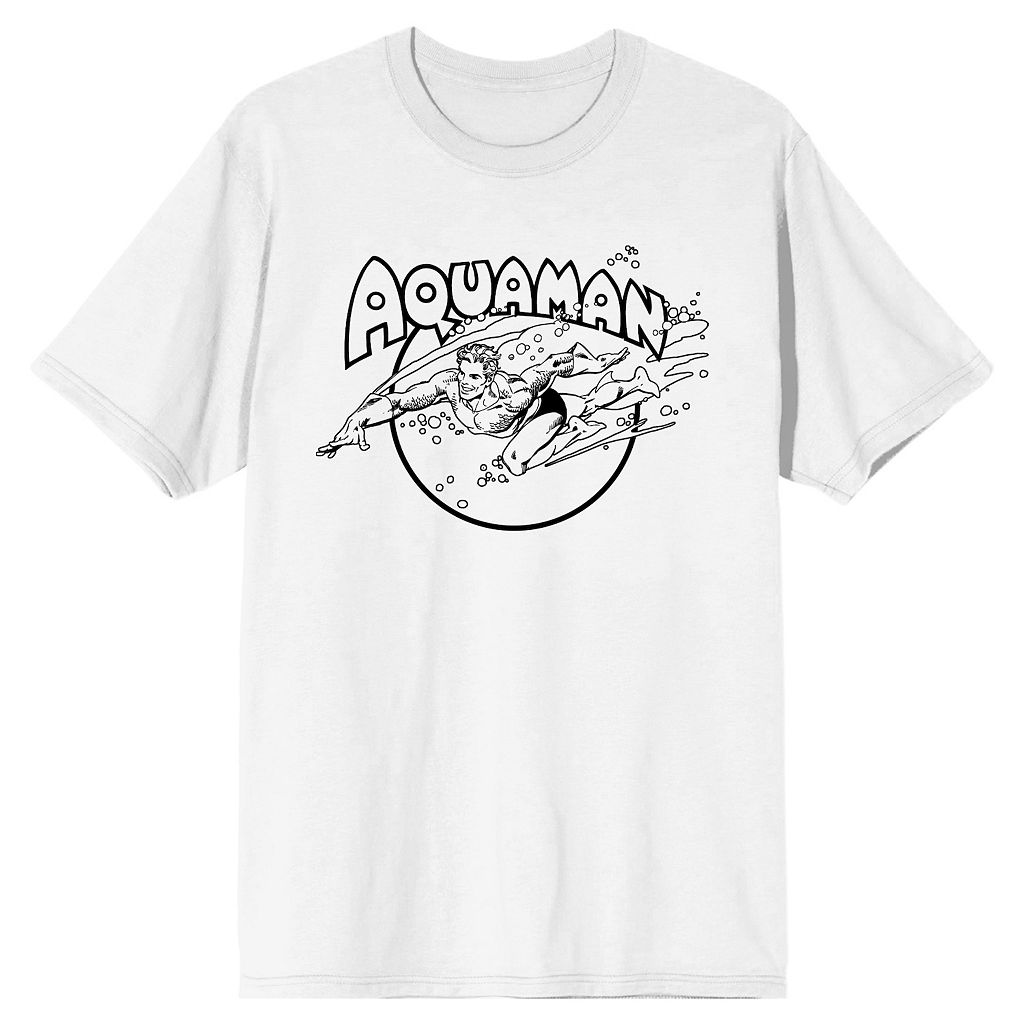 キャラクター Tシャツ 白色 ホワイト 【 LICENSED CHARACTER AQUAMAN SUPERHERO DIVE TEE / WHITE 】 メンズファッション トップス カットソー