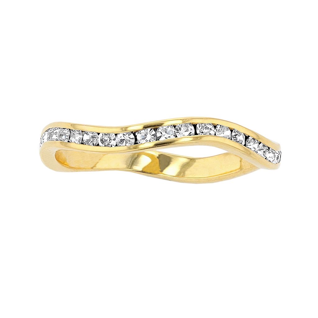 ゴールド 銀色 シルバー ウェーブ ウェイブ 【 TRADITIONS JEWELRY COMPANY TRADITIONS 18K GOLD OVER SILVER BIRTHSTONE CRYSTAL WAVE RING / 】 ジュエリー アクセサリー レディースジュエリー 指輪 リング