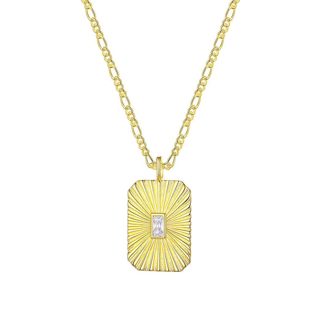 ゴールド 銀色 シルバー タグ ネックレス 【 PUR AARDE 14K GOLD OVER SILVER CUBIC ZIRCONIA RECTANGLE TAG PENDANT NECKLACE / GOLD TONE 】 ジュエリー アクセサリー レディースジュエリー ペンダント|スニケス