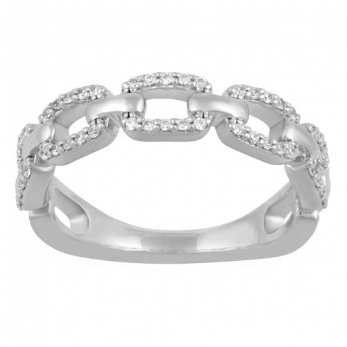 オーラ 銀色 シルバー ダイヤモンド T.W. 【 ROYAL AURA STERLING SILVER 1/5 CARAT DIAMOND CHAIN RING / 】 ジュエリー アクセサリー レディースジュエリー 指輪 リング｜スニケス