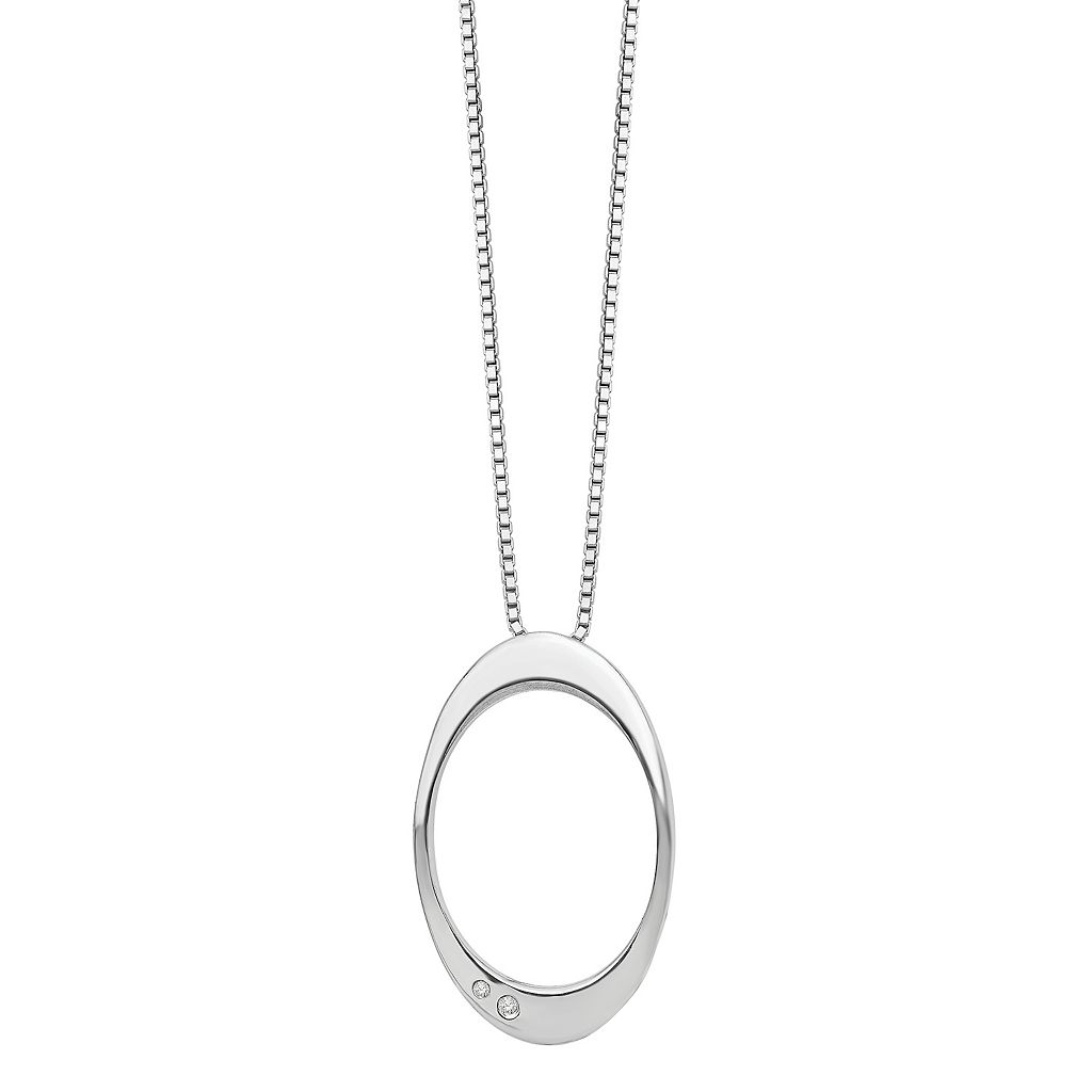 白色 ホワイト 銀色 シルバー ダイヤモンド ネックレス 【 WHITE ICE STERLING SILVER DIAMOND ACCENT OPEN OVAL NECKLACE / 】 ジュエリー アクセサリー レディースジュエリー ペンダント