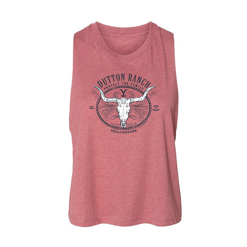 文字記号 貯蔵タンクいの一番 サクラ色 【 LICENSED CHARACTER YELLOWSTONE SKULL CROPPED TANK TOP / PINK 】 キッズ もの言う花 マタニティ トップス