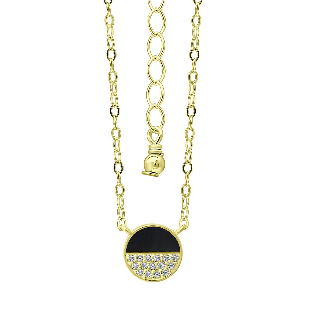 ゴールド 銀色 シルバー ネックレス & 【 ALEURE PRECIOSO 18K GOLD OVER STERLING SILVER ENAMEL CUBIC ZIRCONIA ROUND NECKLACE / 】 ジュエリー アクセサリー レディースジュエリー ペンダント
