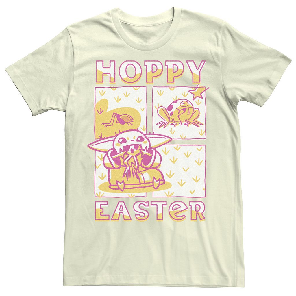 文字記号 ティーシャツ 自然的 スターウォーズ: 【 LICENSED CHARACTER STAR WARS: THE MANDALORIAN HOPPY EASTER GROGU COMIC TEE / NATURAL 】 メンズ流行り物 トップス カットソー Tシャツ・カットソー-メンズファッション