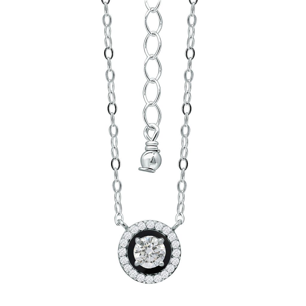 銀色 シルバー ネックレス & 【 ALEURE PRECIOSO STERLING SILVER ENAMEL CUBIC ZIRCONIA HALO PENDANT NECKLACE / 】 ジュエリー アクセサリー レディースジュエリー ペンダント