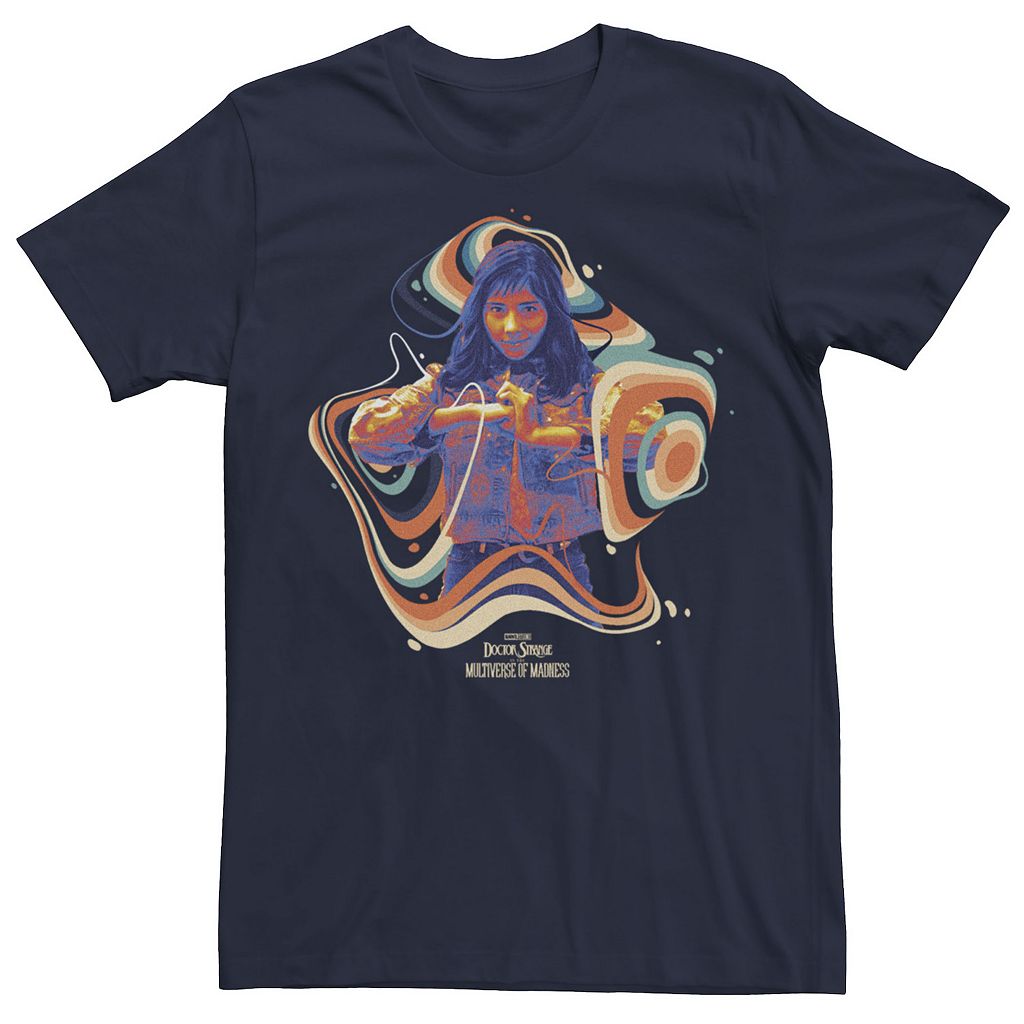 キャラクター ドクター Tシャツ 紺色 ネイビー 【 LICENSED CHARACTER MARVEL DOCTOR STRANGE MOVIE 2 AMERICA CHAVEZ POSE GROOVE TEE / NAVY 】 メンズファッション トップス カットソー
