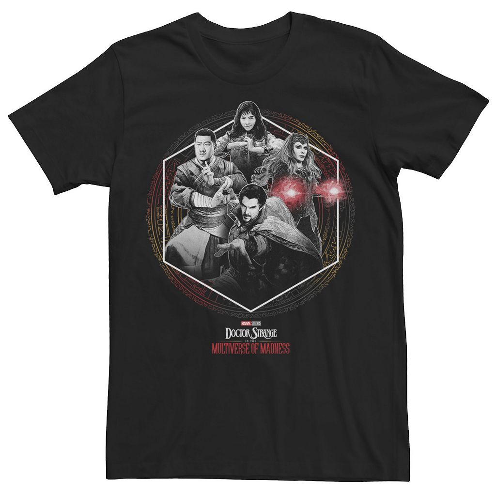 キャラクター ドクター Tシャツ 黒色 ブラック 【 LICENSED CHARACTER MARVEL DOCTOR STRANGE MOVIE 2 HERO GROUPSHOT HEXAGON TEE / BLACK 】 メンズファッション トップス カットソー