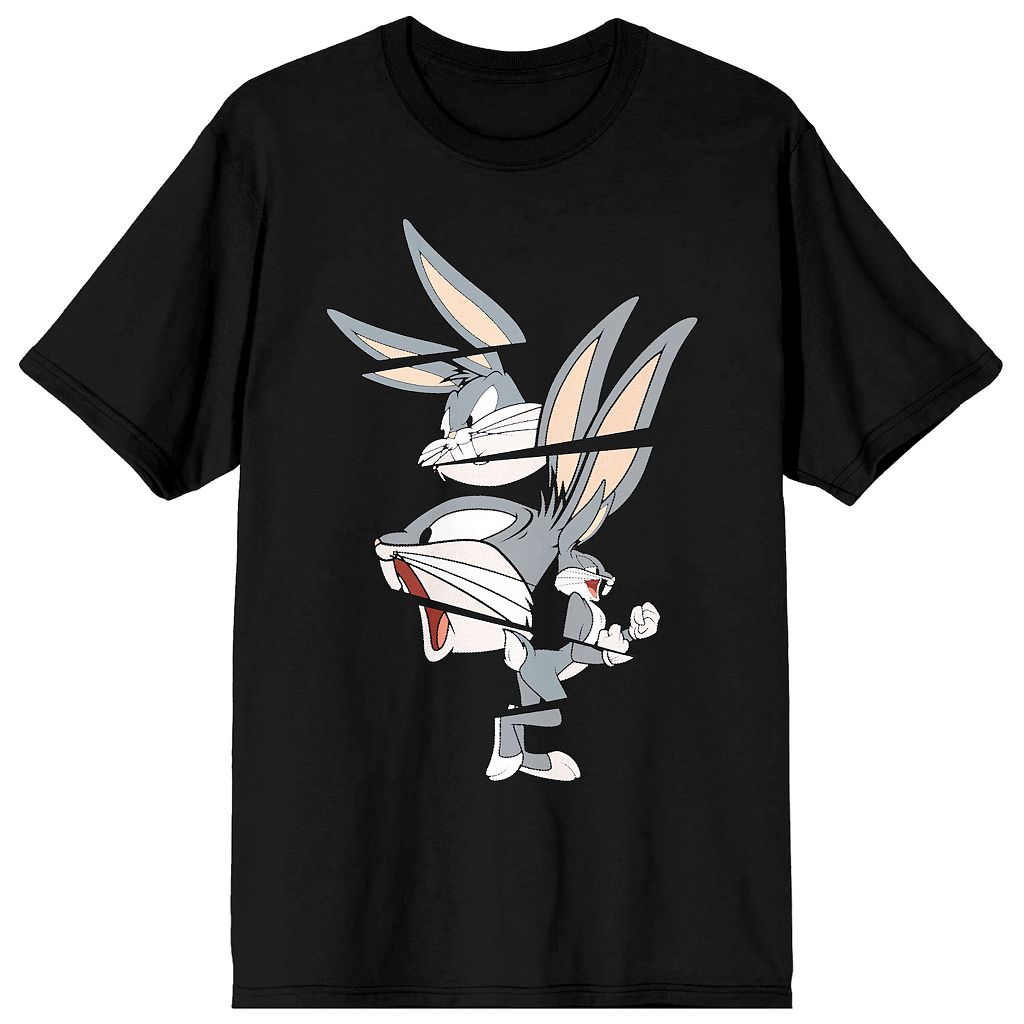 キャラクター Tシャツ 黒色 ブラック 【 LICENSED CHARACTER LOONEY TUNES BUGS SPLIT TEE / BLACK 】 メンズファッション トップス カットソー