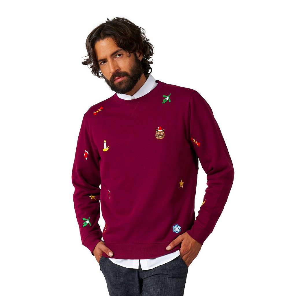 キャラクター クリスマス ワイン色 バーガンディー トレーナー 赤 レッド 【 LICENSED CHARACTER OPPOSUITS CHRISTMAS ICONS BURGUNDY SWEATER / RED 】 メンズファッション トップス スウェット