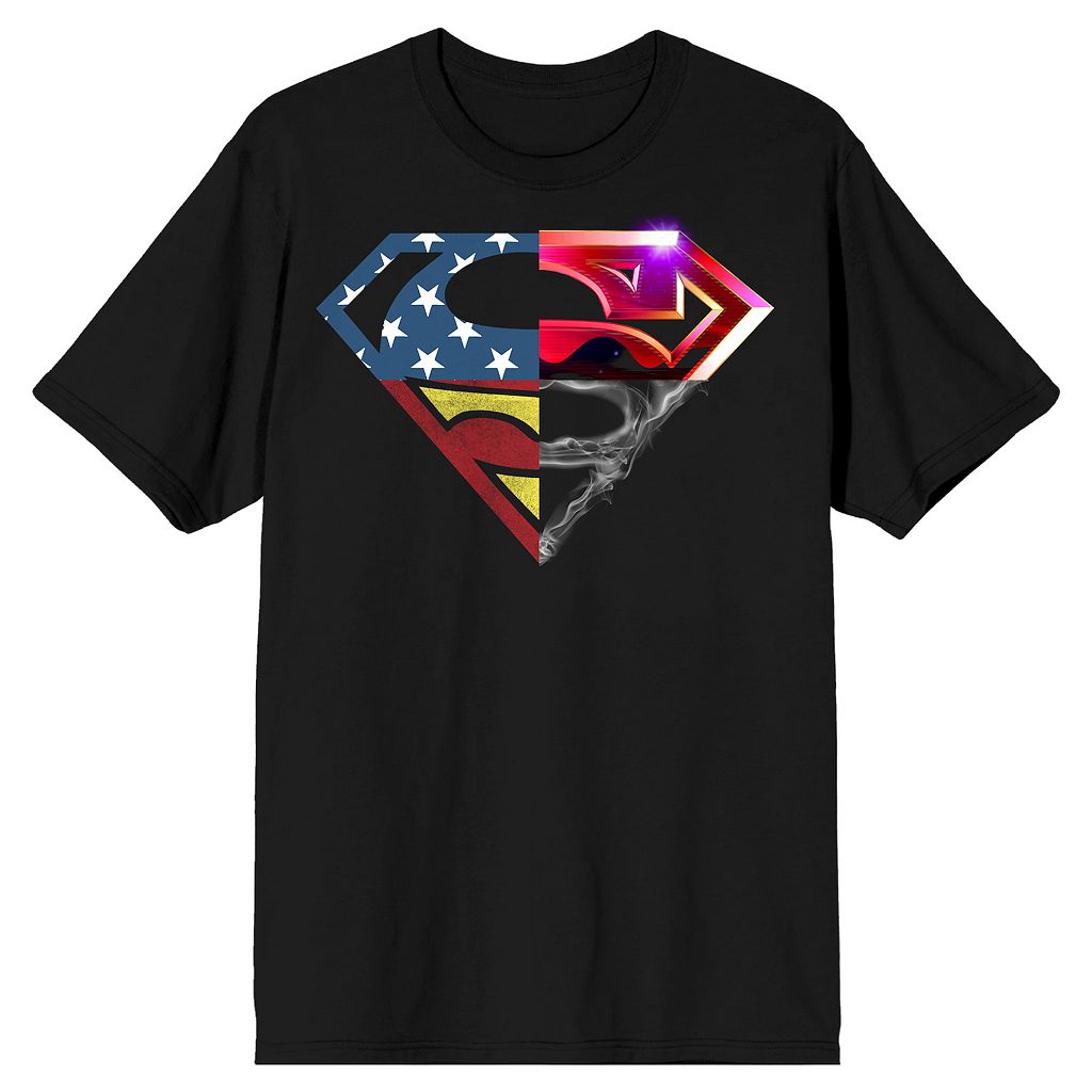 キャラクター ロゴ Tシャツ 黒色 ブラック 【 LICENSED CHARACTER SUPERMAN FOUR LOGO TEE / BLACK 】 メンズファッション トップス カットソー
