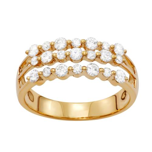ゴールド & T.W. 【 CHARLES & COLVARD 14K GOLD 9/10 CARAT LAB CREATED MOISSANITE 3-ROW RING / 14K GOLD 】 ジュエリー アクセサリー レディースジュエリー 指輪 リング｜スニケス