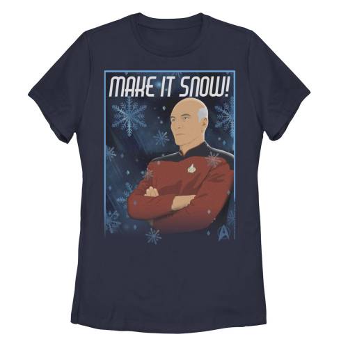 【★百貨店SALE★6/11夜夜中2時迄】文字記号 プルオーバー 紺色 米国海軍 TREK: 【 LICENSED CHARACTER STAR THE NEXT GENERATION CAPTAIN PICARD MAKE IT SNOW TEE / NAVY 】 キッズ もの言う花 マタニティ トップス カットソー