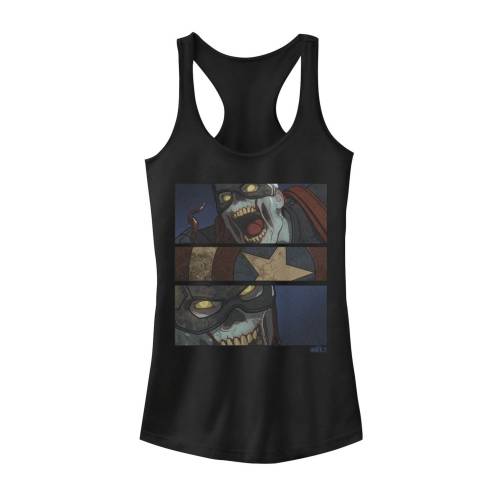 マーベル 貯蔵タンクいの一番 黒いこと 黒いこと 【 MARVEL WHAT IF CAPTAIN AMERICA ZOMBIE PANELS TANK TOP / BLACK 】 キッズ もの言う花 マタニティ トップス