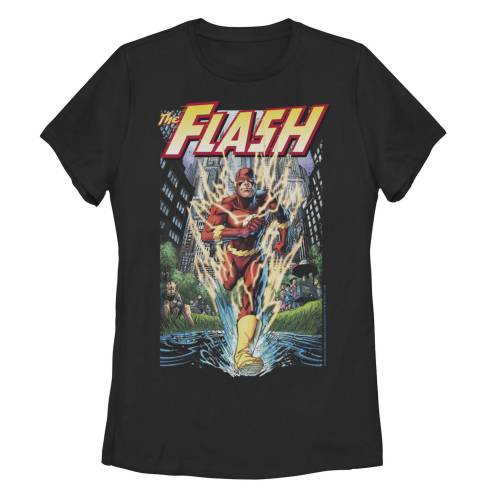 キャラクター ディーシー コミックス Tシャツ 黒色 ブラック 【 LICENSED CHARACTER DC COMICS THE FLASH COMIC COVER TEE / BLACK 】 キッズ ベビー マタニティ トップス カットソー