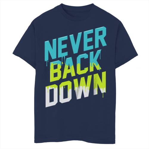 【★百貨店SALE★6/11夜夜中2時迄】落ち込む プルオーバー 紺色 米国海軍 【 UNBRANDED NEVER BACK DOWN DRIPPING SIGN TEE / NAVY 】 キッズ もの言う花 マタニティ トップス カットソー