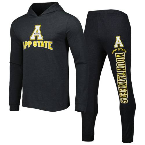 滑るゲーム盤 マウンテニアーズ フーディー パーカー ジョガーパンツ 黒いこと 黒いこと \u0026 【 UNBRANDED CONCEPTS SPORT BLACK/CHARCOAL APPALACHIAN STATE MOUNTAINEERS METER PULLOVER HOODIE JOGGERS SLEEP SET / APP BLACK 】 イ
