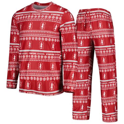 カーディナル スタンフォード スリーブ Tシャツ 赤 レッド 長袖 \u0026 【 UNBRANDED CONCEPTS SPORT CARDINAL STANFORD SWIVEL LONG SLEEVE T-SHIRT PANTS SLEEP SET / STF RED 】 インナー 下着 ナイトウエア メンズ ナイト ル