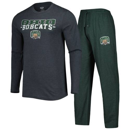 トチノキの州 シリングキャッツ 捩り プルオーバー 緑 緑であること 長袖 \u0026 【 UNBRANDED CONCEPTS SPORT GREEN/CHARCOAL OHIO BOBCATS METER LONG SLEEVE T-SHIRT PANTS SLEEP SET / OHU GREEN 】 肌付き 肌付き ナイト爵お召しもの メンズ ナイト爵