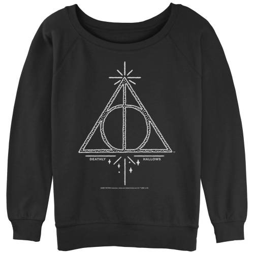 キャラクター グラフィック スウェットシャツ トレーナー 黒色 ブラック POTTER: 【 LICENSED CHARACTER HARRY DEATHLY HALLOWS SYMBOL SLOUCHY GRAPHIC SWEATSHIRT / BLACK 】 キッズ ベビー マタニティ トップス Tシャ｜スニケス