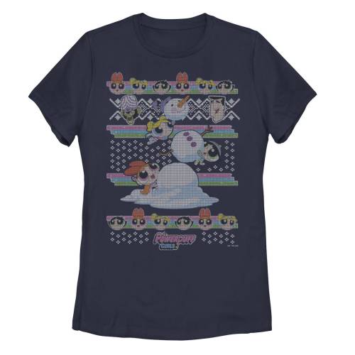 キャラクター パワー グラフィック Tシャツ 紺色 ネイビー 【 LICENSED CHARACTER POWER PUFF S DISTRESSED HOLIDAY ARGYLE GRAPHIC TEE / NAVY 】 キッズ ベビー マタニティ トップス カットソー