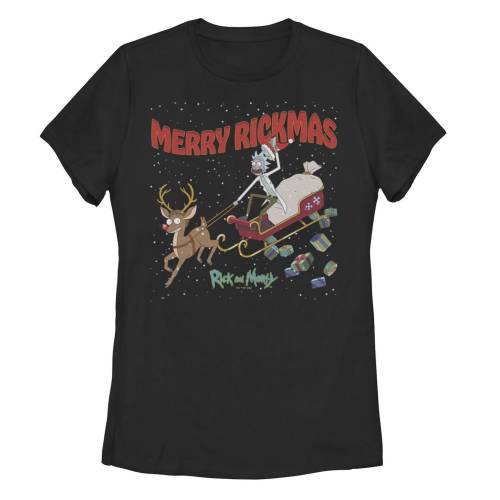 キャラクター グラフィック Tシャツ 黒色 ブラック RICKMAS" 【 LICENSED CHARACTER RICK AND MORTY MERRY SLEIGH GRAPHIC TEE / BLACK 】 キッズ ベビー マタニティ トップス カットソー