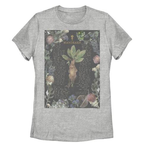 キャラクター グラフィック Tシャツ ヘザー POTTER: 【 LICENSED CHARACTER HARRY DEATHLY HALLOWS 2 MANDRAKE DESCRIPTION BOTANICAL GRAPHIC TEE / ATHLETIC HEATHER 】 キッズ ベビー マタニティ トップス カットソー