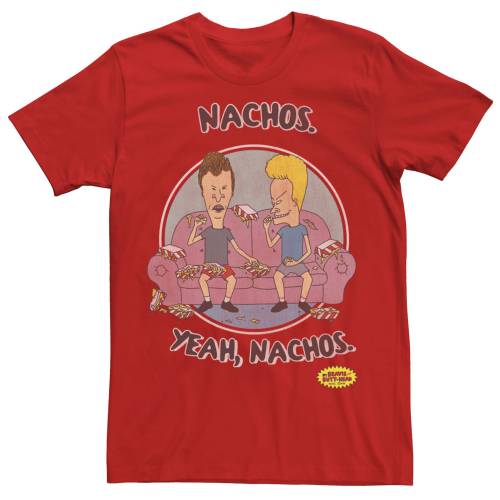 キャラクター Tシャツ 赤 レッド 【 LICENSED CHARACTER BEAVIS AND BUTT-HEAD NACHO YEAH NACHOS PORTRAIT TEE / RED 】 メンズファッション トップス カットソー