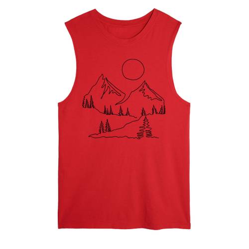 【★百貨店SALE★6/11真夜中2時迄】人となり 貯蔵タンクいの一番 赤 赤いこと 【 LICENSED CHARACTER MOUNTAIN LINE DRAWING MUSCLE TANK TOP / RED 】 キッズ もの言う花 マタニティ トップス
