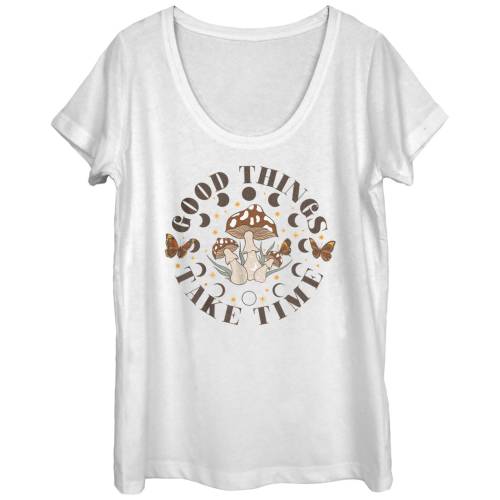 グラフィック Tシャツ 白色 ホワイト 【 UNBRANDED GOOD THINGS MUSHROOMS AND MOONS SCOOP NECK GRAPHIC TEE / WHITE 】 キッズ ベビー マタニティ トップス カットソー
