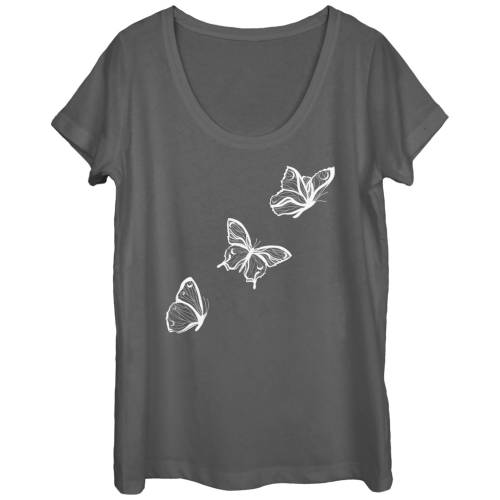 グラフィック Tシャツ チャコール 【 UNBRANDED PEACEFUL BUTTERFLIES SCOOP NECK GRAPHIC TEE / CHARCOAL 】 キッズ ベビー マタニティ トップス カットソー