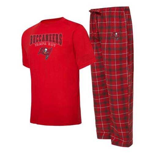バッカニアーズ Tシャツ 赤 レッド タンパベイ \u0026 【 UNBRANDED CONCEPTS SPORT RED/PEWTER TAMPA BAY BUCCANEERS ARCTIC T-SHIRT PAJAMA PANTS SLEEP SET / BUC RED 】 インナー 下着 ナイトウエア メンズ ナイト ルーム パジ