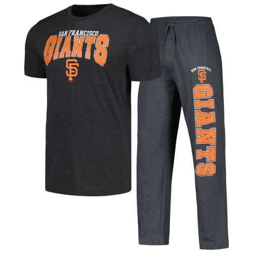ジャイアンツ Tシャツ サンフランシスコ \u0026 【 UNBRANDED CONCEPTS SPORT CHARCOAL/BLACK SAN FRANCISCO GIANTS METER T-SHIRT PANTS SLEEP SET / GNT CHARCO 】 インナー 下着 ナイトウエア メンズ ナイト ルーム パジャマ