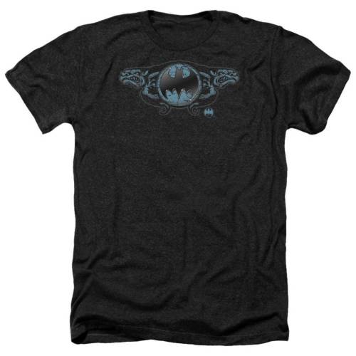 キャラクター ロゴ ヘザー Tシャツ 黒色 ブラック 【 LICENSED CHARACTER BATMAN TWO GARGOYLES LOGO ADULT HEATHER T-SHIRT / BLACK 】 メンズファッション トップス カットソー|スニケス