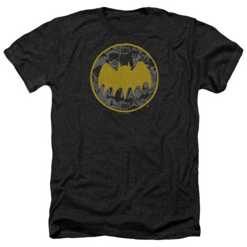 キャラクター ビンテージ ヴィンテージ ヘザー Tシャツ 黒色 ブラック 【 LICENSED CHARACTER BATMAN VINTAGE SYMBOL COLLAGE ADULT HEATHER T-SHIRT / BLACK 】 メンズファッション トップス カットソー|スニケス