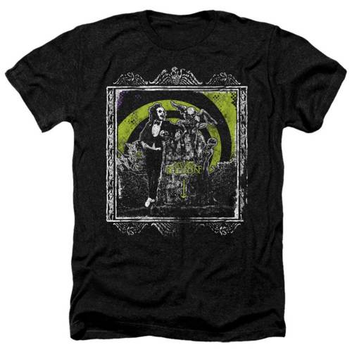 キャラクター ヘザー Tシャツ 黒色 ブラック 【 LICENSED CHARACTER BEETLEJUICE HERE LIES ADULT HEATHER T-SHIRT / BLACK 】 メンズファッション トップス カットソー|スニケス