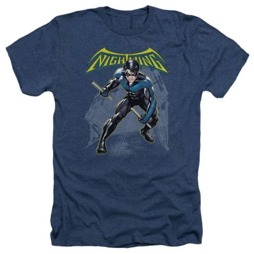 キャラクター ヘザー Tシャツ 紺色 ネイビー 【 LICENSED CHARACTER BATMAN NIGHTWING ADULT HEATHER T-SHIRT / NAVY 】 メンズファッション トップス カットソー|スニケス