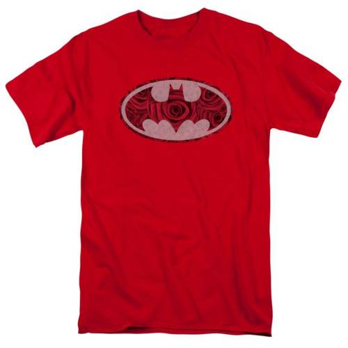 【★百貨店SALE★6/11真夜中2時迄】文字記号 衣袂 ティーシャツ 赤 赤いこと 半袖 【 LICENSED CHARACTER BATMAN ROSEY SIGNAL SHORT SLEEVE ADULT T-SHIRT / RED 】 メンズ流行り物 トップス カットソー