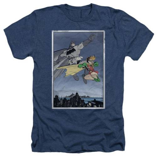 キャラクター ヘザー Tシャツ 紺色 ネイビー 【 LICENSED CHARACTER BATMAN DKR DUO ADULT HEATHER T-SHIRT / NAVY 】 メンズファッション トップス カットソー|スニケス