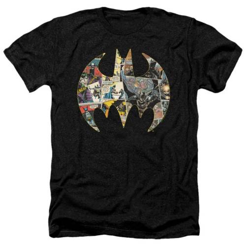 キャラクター ヘザー Tシャツ 黒色 ブラック 【 LICENSED CHARACTER BATMAN COLLAGE SHIELD ADULT HEATHER T-SHIRT / BLACK 】 メンズファッション トップス カットソー|スニケス