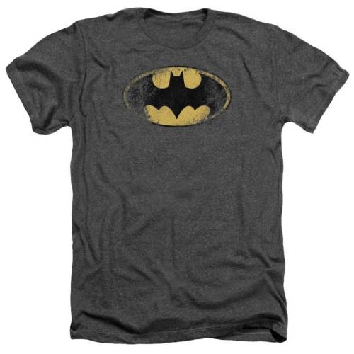 キャラクター ロゴ ヘザー Tシャツ チャコール 【 LICENSED CHARACTER BATMAN DESTROYED LOGO ADULT HEATHER T-SHIRT / CHARCOAL 】 メンズファッション トップス カットソー|スニケス