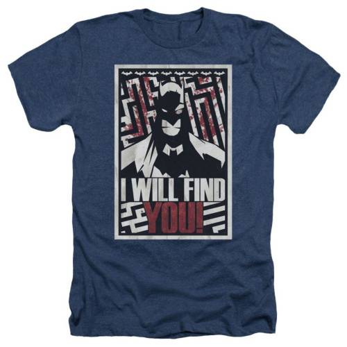 キャラクター ヘザー Tシャツ 紺色 ネイビー 【 LICENSED CHARACTER BATMAN I WILL FND YOU ADULT HEATHER T-SHIRT / NAVY 】 メンズファッション トップス カットソー|スニケス