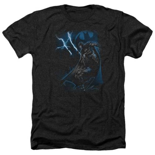 キャラクター ライトニング ヘザー Tシャツ 黒色 ブラック 【 LICENSED CHARACTER BATMAN LIGHTNING STRIKES ADULT HEATHER T-SHIRT / BLACK 】 メンズファッション トップス カットソー|スニケス