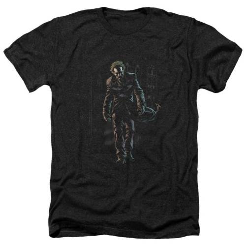 キャラクター ヘザー Tシャツ 黒色 ブラック 【 LICENSED CHARACTER BATMAN JOKER LEAVES ARKHAM ADULT HEATHER T-SHIRT / BLACK 】 メンズファッション トップス カットソー|スニケス