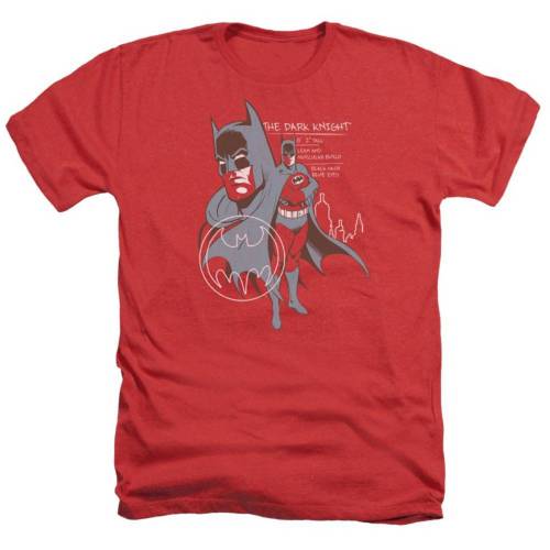 キャラクター ヘザー Tシャツ 赤 レッド 【 LICENSED CHARACTER BATMAN LEAN AND MUSCULAR ADULT HEATHER T-SHIRT / RED 】 メンズファッション トップス カットソー|スニケス