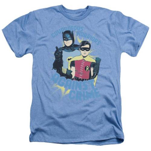 キャラクター クラシック ウォリアーズ ヘザー Tシャツ 青色 ブルー 【 LICENSED CHARACTER BATMAN CLASSIC TV COURAGEOUS WARRIORS ADULT HEATHER T-SHIRT / LIGHT BLUE 】 メンズファッション トップス カットソー|スニケス