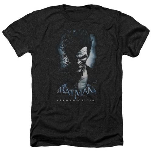 キャラクター ヘザー Tシャツ 黒色 ブラック 【 LICENSED CHARACTER BATMAN ARKHAM ORIGINS JOKER ADULT HEATHER T-SHIRT / BLACK 】 メンズファッション トップス カットソー|スニケス